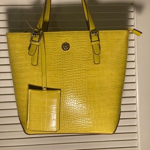 Anne Klein Top Zip Satchel Chartreuse